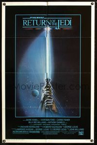 3d767 RETURN OF THE JEDI one-sheet movie poster '83 George Lucas classic, Mark Hamill, Harrison Ford