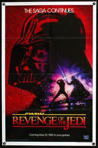 3d769 RETURN OF THE JEDI revenge style dated teaser 1sheet '83 George Lucas classic, Revenge style!