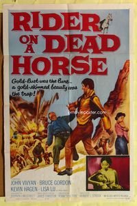 3d774 RIDER ON A DEAD HORSE one-sheet movie poster '62 John Vivyan, Bruce Gordon, cool western art!