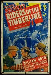 3d775 RIDERS OF THE TIMBERLINE one-sheet poster '41 William Boyd as Hopalong Cassidy, Andy Clyde