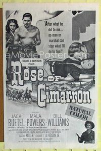 3d789 ROSE OF CIMARRON one-sheet poster R50s Jack Buetel, Mala Powers as The Wildcat of the West!