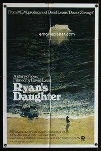 3d792 RYAN'S DAUGHTER one-sheet movie poster '70 David Lean, Sarah Miles, Lesset beach art!