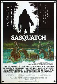 3d802 SASQUATCH one-sheet '78 cool art of men searching for Bigfoot in the woods by Marv Boggs!