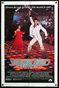 3d806 SATURDAY NIGHT FEVER rated R one-sheet poster '77 best image of disco dancer John Travolta!