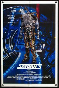 3d807 SATURN 3 one-sheet movie poster '80 Kirk Douglas, Farrah Fawcett, really cool robot image!