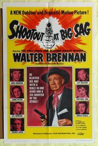 3d834 SHOOTOUT AT BIG SAG one-sheet movie poster '62 Walter Brennan, Leif Erickson, Luana Patton