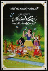 3d855 SNOW WHITE & THE SEVEN DWARFS one-sheet movie poster R83 Walt Disney animated cartoon classic!