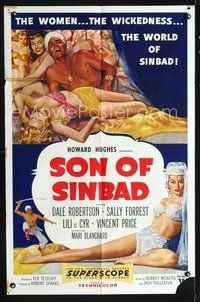3d865 SON OF SINBAD one-sheet movie poster '55 Howard Hughes, great art of super sexy harem women!