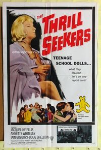 3d988 YELLOW TEDDYBEARS one-sheet movie poster '64 teenage school doll Thrill Seekers, English!
