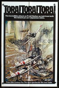 3d927 TORA TORA TORA one-sheet movie poster '70 wild Pearl Harbor Kamikaze artwork by Bob McCall!