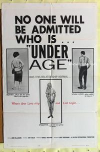 3d947 UNDER AGE one-sheet movie poster '64 Judy Adler, Regina Cassidy, too young to know!