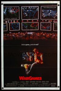 3d966 WARGAMES one-sheet poster '83 Matthew Broderick plays video games to start World War III!