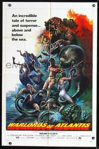 3d967 WARLORDS OF ATLANTIS one-sheet '78 really cool sci-fi artwork with monsters by Joseph Smith!