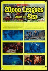 3e007 20,000 LEAGUES UNDER THE SEA style B one-sheet poster R63 Jules Verne underwater classic!