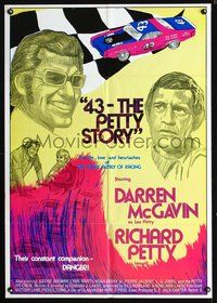 3e014 43: THE RICHARD PETTY STORY one-sheet movie poster '72 NASCAR race car driver Darren McGavin!