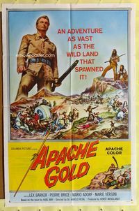 3e033 APACHE GOLD one-sheet movie poster '63 Winnetou - 1. Teil, Lex Barker, German western!