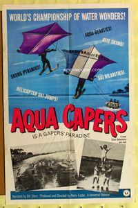 3e036 AQUA CAPERS one-sheet movie poster '60s beach water sports, wild images!