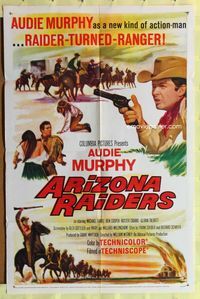 3e038 ARIZONA RAIDERS one-sheet movie poster '65 Audie Murphy as Raider-Turned-Ranger!