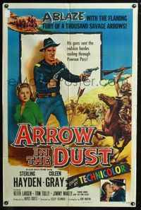 3e041 ARROW IN THE DUST one-sheet poster '54 tough double-fisted Sterling Hayden, pretty Coleen Gray