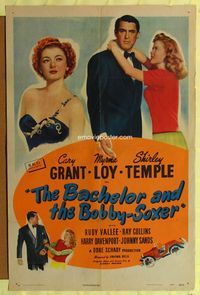 3e046 BACHELOR & THE BOBBY-SOXER 1sh '47 great art of Cary Grant, Shirley Temple & sexy Myrna Loy!