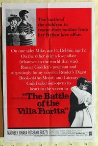 3e060 BATTLE OF THE VILLA FIORITA 1sheet '65 romantic close up of Maureen O'Hara & Rossano Brazzi!