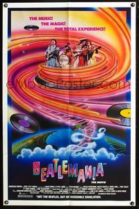 3e064 BEATLEMANIA 1sheet '81 great psychedelic artwork of The Beatles impersonators by Kim Passey!