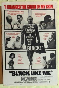 3e081 BLACK LIKE ME one-sheet '64 Carl Lerner, James Whitmore, know what it feels like to be black!