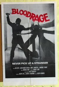 3e083 BLOODRAGE one-sheet poster '79 Ian Scott, Lawrence Tierney, wild shadowy image of assault!