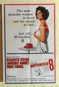 3e100 BUTTERFIELD 8 1sheet '60 callgirl Elizabeth Taylor is the most desirable and easiest to find!