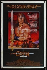 3e130 CONAN THE DESTROYER one-sheet '84 Arnold Schwarzenegger is the most powerful legend of all!