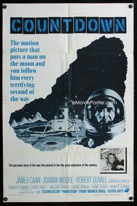 3e134 COUNTDOWN 1sheet '68 Robert Altman, spaceman James Caan in the great adventure of the century!