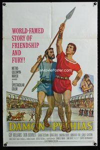 3e145 DAMON & PYTHIAS 1sheet '62 Il Tiranno di Siracusa, world-famed story of friendship and fury!