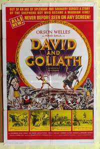3e152 DAVID & GOLIATH one-sheet movie poster '61 David e Golia, Orson Welles as King Saul!