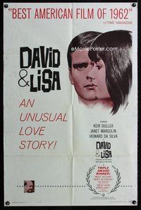 3e153 DAVID & LISA one-sheet movie poster '63 Kier Dullea, Frank Perry mental hospital drama!