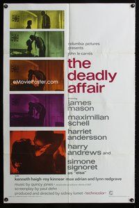 3e163 DEADLY AFFAIR one-sheet '67 James Mason, Max Schell, Harriet Andersson, sexy photography!