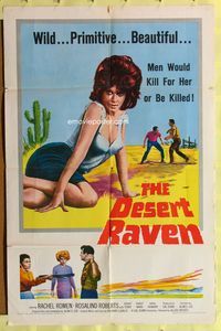 3e168 DESERT RAVEN one-sheet poster '65 sexy Rachel Romen, men would kill for her or be killed!