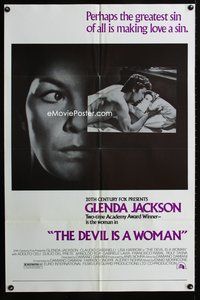 3e175 DEVIL IS A WOMAN one-sheet '75 Il Sorriso del Grande Tentatore, Glenda Jackson, creepy image!