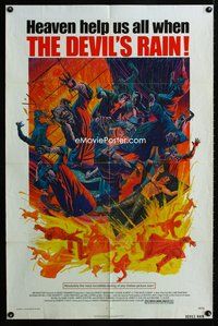 3e177 DEVIL'S RAIN one-sheet poster '75 Ernest Borgnine, William Shatner, cool Mort Kunstler art!
