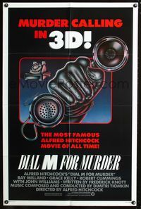 3e179 DIAL M FOR MURDER one-sheet poster R82 Alfred Hitchcock, murder calling in 3-D, Ron Kaiss art!