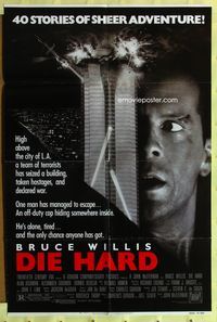3e180 DIE HARD one-sheet movie poster '88 Bruce Willis vs twelve terrorists, crime classic!