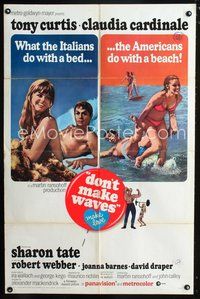 3e190 DON'T MAKE WAVES int'l one-sheet '67 Tony Curtis, super sexy Sharon Tate & Claudia Cardinale!