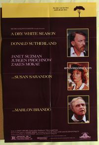 3e194 DRY WHITE SEASON 1sheet '89 portraits of Donald Sutherland, Marlon Brando, & Susan Sarandon!