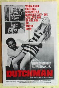 3e195 DUTCHMAN one-sheet poster '67 Shirley Knight can love Al Freeman... Or kill him!