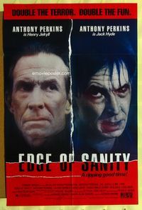 3e201 EDGE OF SANITY one-sheet movie poster '89 Anthony Perkins in dual roles, a ripping good time!