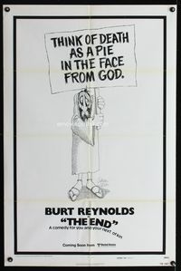 3e209 END advance one-sheet movie poster '78 Burt Reynolds, Dom DeLuise, wacky art!