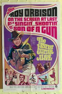 3e223 FASTEST GUITAR ALIVE 1sheet '67 cool art of singer Roy Orbison playing guitar firing bullets!