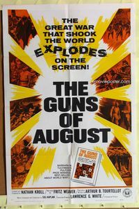 3e292 GUNS OF AUGUST one-sheet movie poster '64 World War I documentary, narrated by Fritz Weaver!