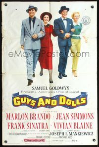3e293 GUYS & DOLLS one-sheet poster '55 Marlon Brando, Jean Simmons, Frank Sinatra, Vivian Blaine