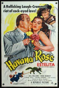 3e303 HAVANA ROSE one-sheet poster '51 sexy Cuban Estelita Rodriguez, Bill Williams, Florence Bates!