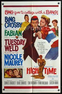 3e314 HIGH TIME one-sheet movie poster '60 Bing Crosby, Fabian, Tuesday Weld, Nicole Maurey